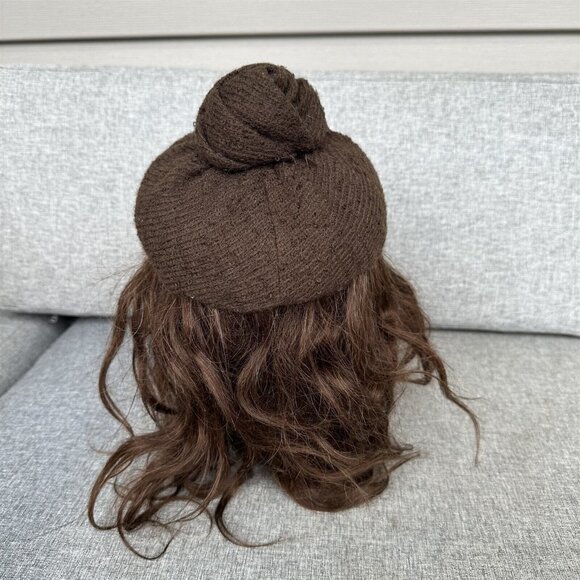 Vintage Ladies Hat Best & Co. Fifth Ave. New York Brown Pouf Top Knot Style - Picture 4 of 8
